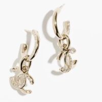 Chanel Women CC Pendant Earrings Metal Strass Gold Crystal (15)