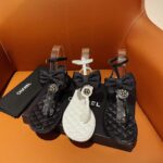 Chanel Women CC Sandals Grosgrain Black 1 CM Heel - Bild 9