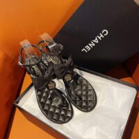 Chanel Women CC Sandals Grosgrain Black 1 CM Heel (2)