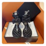 Chanel Women CC Sandals Grosgrain Black 1 CM Heel - Bild 5