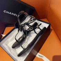 Chanel Women CC Sandals Grosgrain Black 1 CM Heel (2)