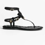 Chanel Dam CC Sandaler Grosgrain Svart 1 CM Klack