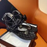 Chanel Women CC Sandals Grosgrain Black 1 CM Heel - Bild 2