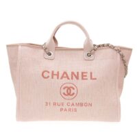 Chanel Women CC Shopping Bag Canvas Leather Mixed Fibers Pink (11)