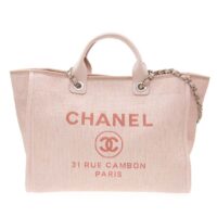 Chanel Women CC Shopping Bag Canvas Leather Mixed Fibers Pink (11)