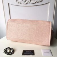 Chanel Women CC Shopping Bag Canvas Leather Mixed Fibers Pink (11)