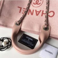 Chanel Women CC Shopping Bag Canvas Leather Mixed Fibers Pink (11)