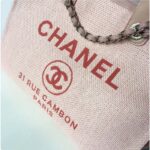 Chanel Women CC Shopping Bag Canvas Leather Mixed Fibers Pink - Imagen 9