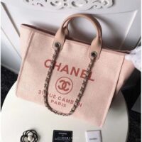 Chanel Women CC Shopping Bag Canvas Leather Mixed Fibers Pink (11)