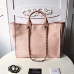 Chanel Women CC Shopping Bag Canvas Leather Mixed Fibers Pink - Imagen 6