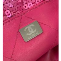 Chanel Women CC Shopping Bag Sequins Black Metal Dark Pink Black (5)