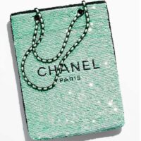 Chanel Women CC Shopping Bag Sequins Black Metal Green Black (10)