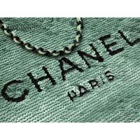 Chanel Women CC Shopping Bag Sequins Black Metal Green Black (10)