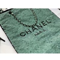 Chanel Women CC Shopping Bag Sequins Black Metal Green Black (10)