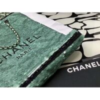 Chanel Women CC Shopping Bag Sequins Black Metal Green Black (10)