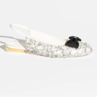 Chanel Women CC Slingbacks Embroidery Strass Lambskin White 1.5 CM Heel