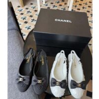 Chanel Women CC Slingbacks Embroidery Strass Lambskin White 1.5 CM Heel