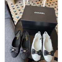 Chanel Women CC Slingbacks Fabric Lambskin Grosgrain Black 1.5 CM Heel