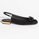 Chanel Dam CC Slingbacks Tyg Lammskinn Grosgrain Svart 1,5 CM Klack