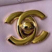 Chanel Women CC Small Classic Handbag Shiny Grained Calfskin Metal Lilac (6)