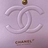 Chanel Women CC Small Classic Handbag Shiny Grained Calfskin Metal Lilac (6)