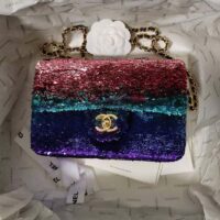 Chanel Women CC Small Flap Bag Gradient Sequins Gold-Tone Metal Multicolor (5)