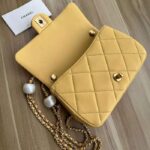 Chanel Women CC Small Flap Bag Pearly Lambskin Imitation Pearls Yellow - Image 6