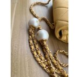 Chanel Women CC Small Flap Bag Pearly Lambskin Imitation Pearls Yellow - Image 9