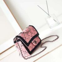 Chanel Women CC Small Flap Bag Sequins Black Metal Pink Black (5)