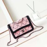 Chanel Women CC Small Flap Bag Sequins Black Metal Pink Black – Image 2