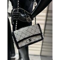 Chanel Women CC Small Flap Bag Sequins Black Metal White Black (3)