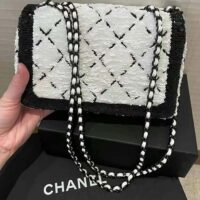 Chanel Women CC Small Flap Bag Sequins Black Metal White Black (3)