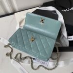 Chanel Women CC Small Flap Bag Top Handle Pearly Lambskin Light Green – Bild 5