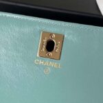 Chanel Women CC Small Flap Bag Top Handle Pearly Lambskin Light Green – Bild 8