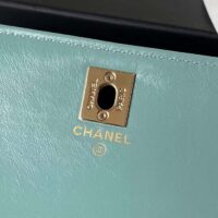 Chanel Women CC Small Flap Bag Top Handle Pearly Lambskin Light Green (5)