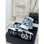 Chanel Women CC Sneakers Fabric Light Blue White 1 CM Heel – Image 5