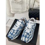 Chanel Women CC Sneakers Fabric Light Blue White 1 CM Heel – Image 6