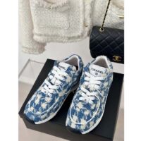 Chanel Women CC Sneakers Fabric Light Blue White 1 CM Heel (9)