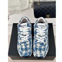 Chanel Women CC Sneakers Fabric Light Blue White 1 CM Heel (9)