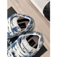 Chanel Women CC Sneakers Fabric Light Blue White 1 CM Heel (9)