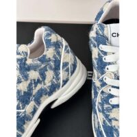 Chanel Women CC Sneakers Fabric Light Blue White 1 CM Heel (9)