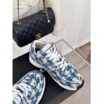 Chanel Women CC Sneakers Fabric Light Blue White 1 CM Heel – Image 8