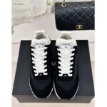 Chanel Women CC Sneakers Fabric Suede Kidskin Suede Calfskin Navy Black – Image 4