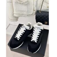 Chanel Women CC Sneakers Fabric Suede Kidskin Suede Calfskin Navy Black (5)