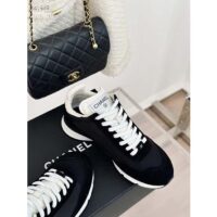 Chanel Women CC Sneakers Fabric Suede Kidskin Suede Calfskin Navy Black (5)