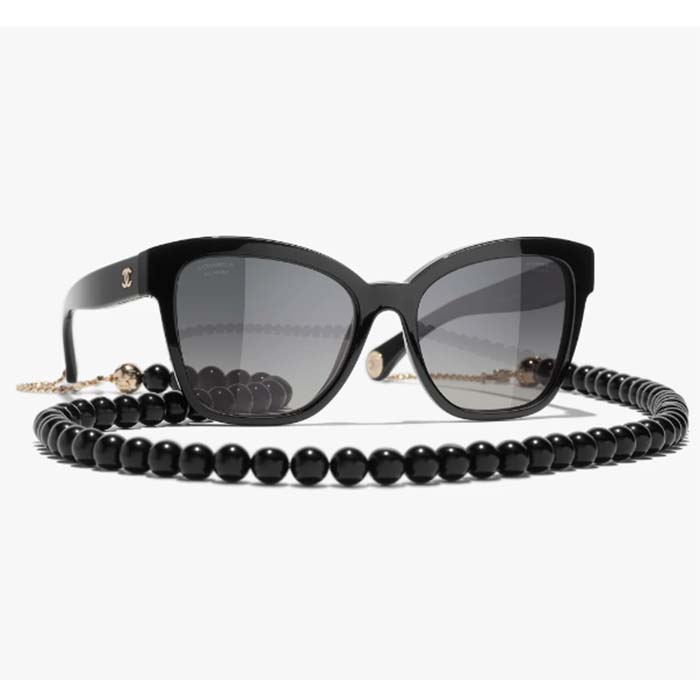 Chanel Women CC Square Sunglasses Acetate Black Ref.5487 C622S8, A71510 X02016 S2218