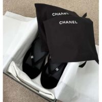 Chanel Women CC Thongs Sandal Velvet Black 0.5 CM Heel (1)