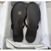 Chanel Women CC Thongs Sandal Velvet Black 0.5 CM Heel (1)