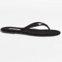 Chanel Women CC Thongs Sandal Velvet Black 0.5 CM Heel (1)