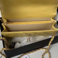 Chanel Women CC Wallet On Chain Lambskin Imitation Pearls Yellow (1)